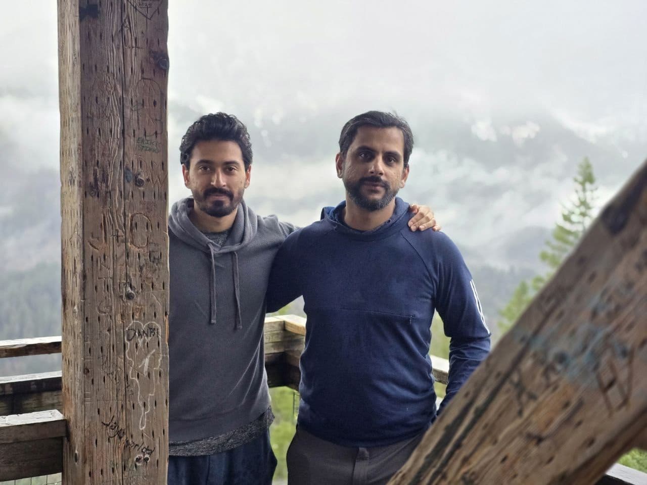Jalal and Usama, the two friends behind the farm, at a mountain lookout